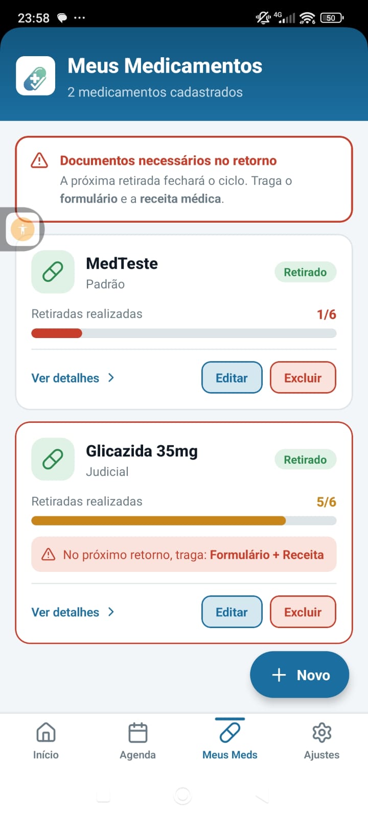 Cadastro de medicamento na farmácia especializada